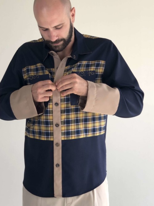 Relaxed-Fit Blue-Yellow Shirt - Image 1