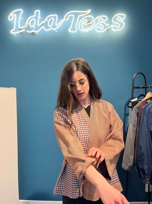 Terracotta Houndstooth Kimono - Image 3