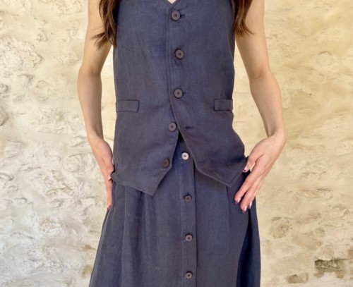 Blue Linen Vest - Image 3